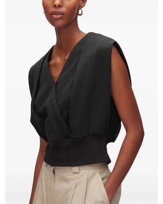 3.1 Phillip Lim Black V-Neck Shoulder-Pad Top