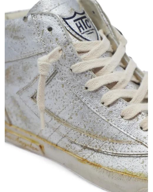 HTC White Vipers Distressed High-Top Sneakers