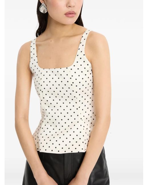ROTATE BIRGER CHRISTENSEN White Modern Square Neck Top With Adjustable Straps