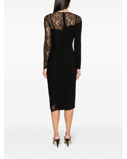 Dolce & Gabbana Maxi-jurk Met Doorzichtig Kanten Vlak in het Black