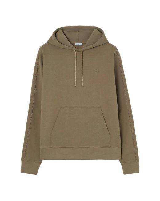 Burberry Green Check-Piping Cotton Hoodie for men