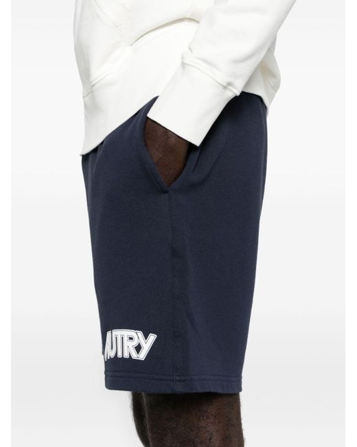 Autry Blue Logo-print Cotton Track Shorts for men
