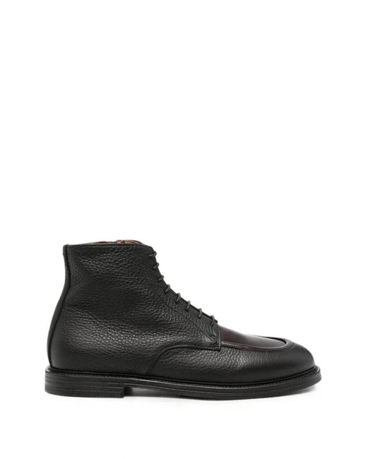 Pantanetti Black Grain-Leather Lace-Up Boots for men