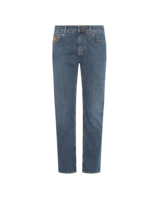 Etro Blue Pegasus-Embroidered Jeans for men