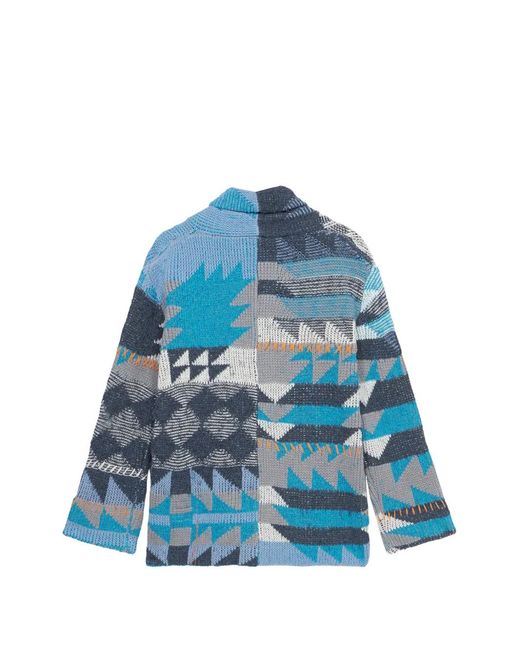 Fortela Blue Hoppy Crochet Fringed Cardigan