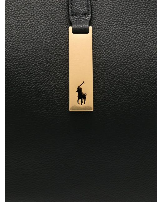 Polo Ralph Lauren Black Leather Signature Pony Tote Bag