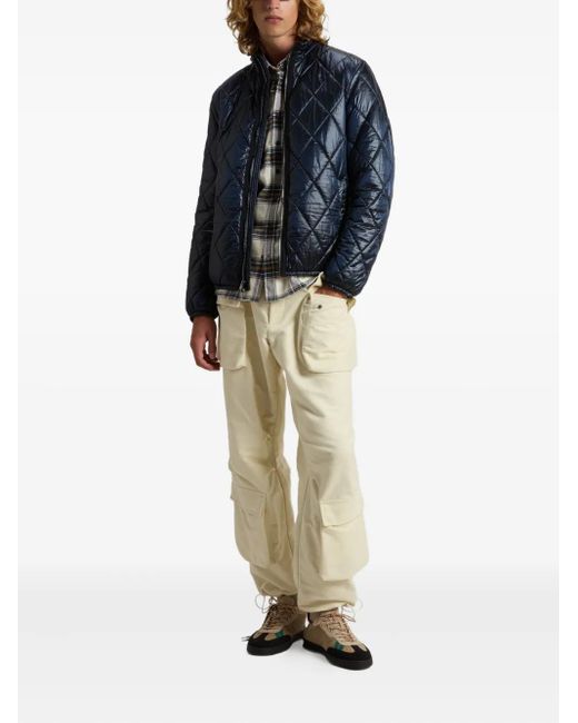 Woolrich Blue Diamond-Quilted Zip-Front Jacket for men