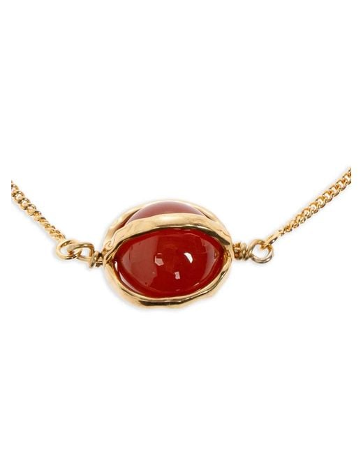 Jil Sander White Stone-Pendant Chain Bracelets