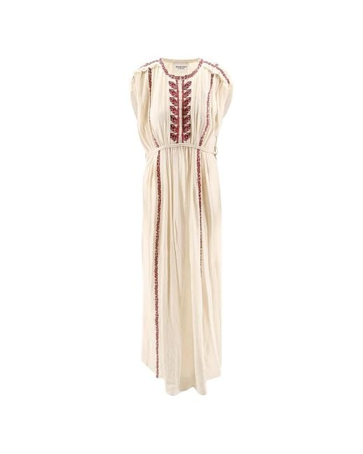Isabel Marant White Embroidered Tie Waist Dress