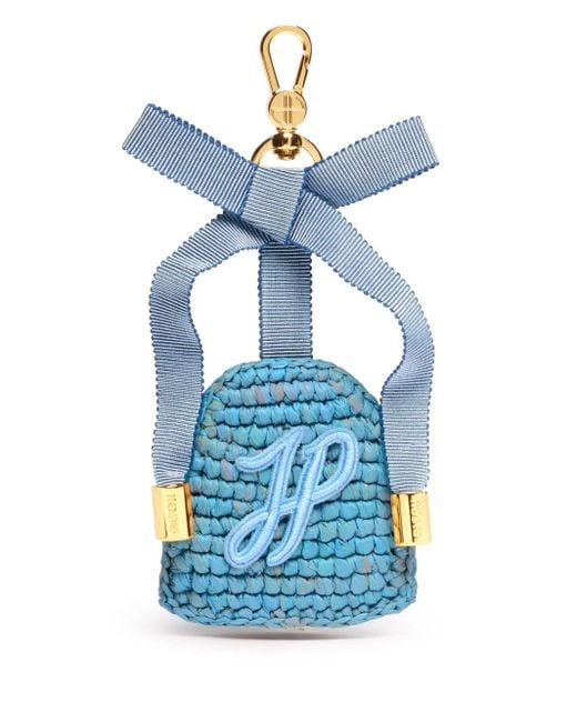 Patou Blue Raffia Keychain