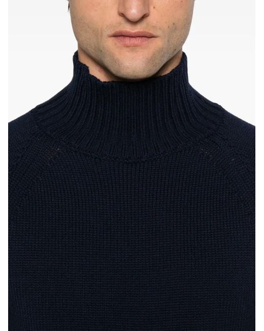 Eleventy Blue High-Neck Long-Sleeve Sweater for men