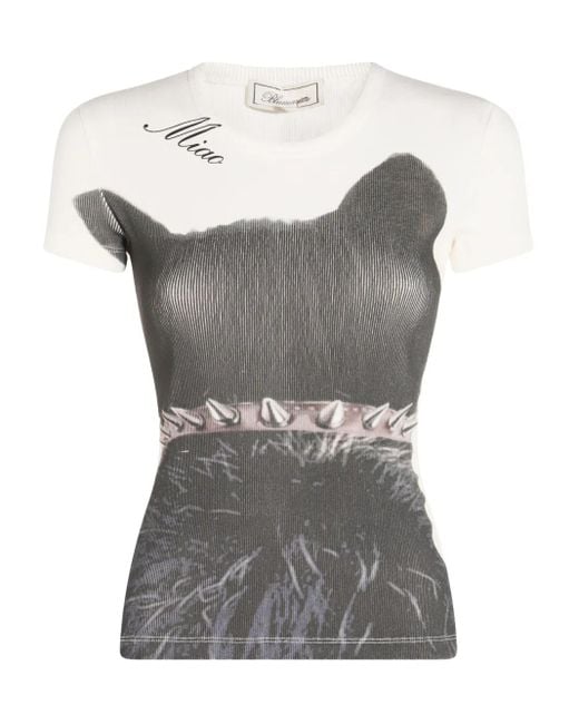 Camiseta con gato estampado Blumarine de color Multicolor