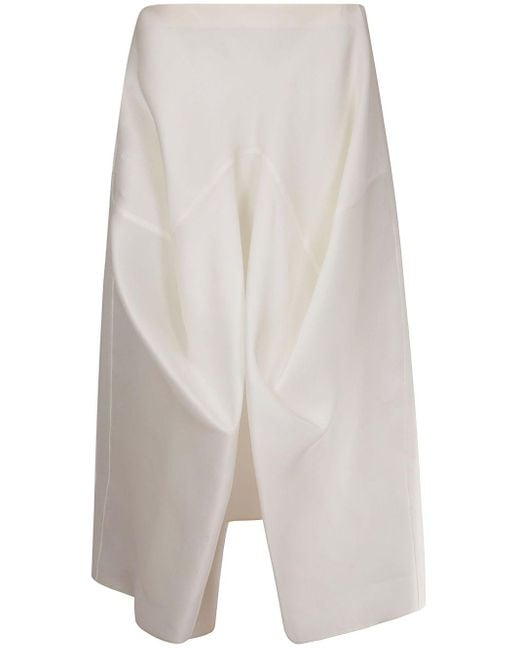 Khaite White Sawyer Midi Skirt