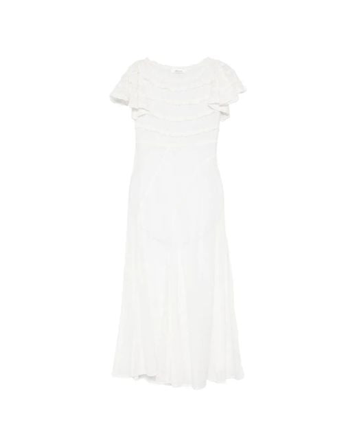 GIMAGUAS White Mary Ruffled Midi Dress