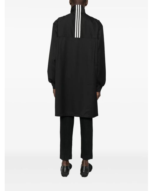 Y-3 Black Zip-Front Long Jacket for men