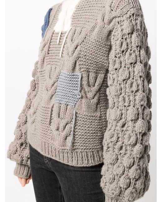Tuinch Gray Patchwork Cashmere Jumper