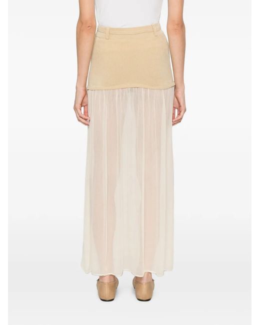 AYA MUSE White Asha Sheer-Panel Maxi Skirt