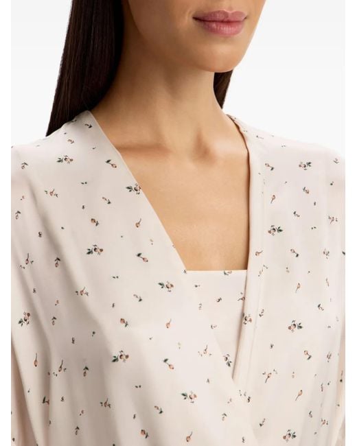 12 STOREEZ White Floral-Print Silk Robe