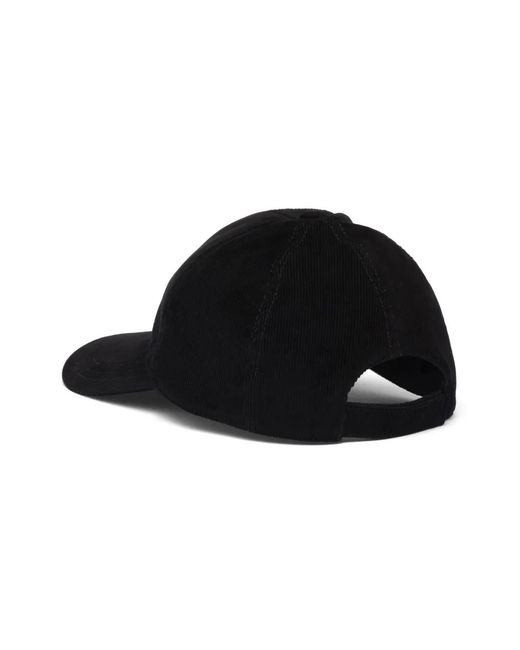 Prada Black Corduroy Baseball Cap for men