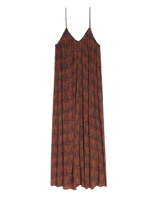 Zadig & Voltaire Purple Paisley-Maxikleid mit Spitzenbesatz