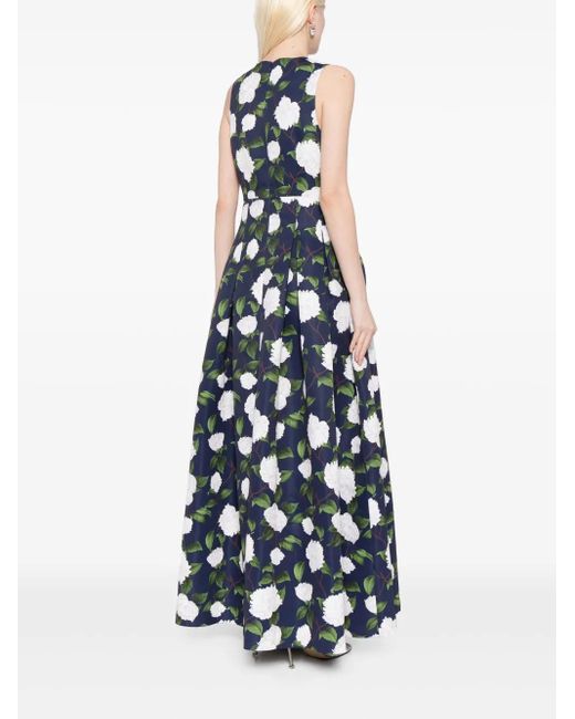 Sachin & Babi Blue Brooke Floral-Print Gown