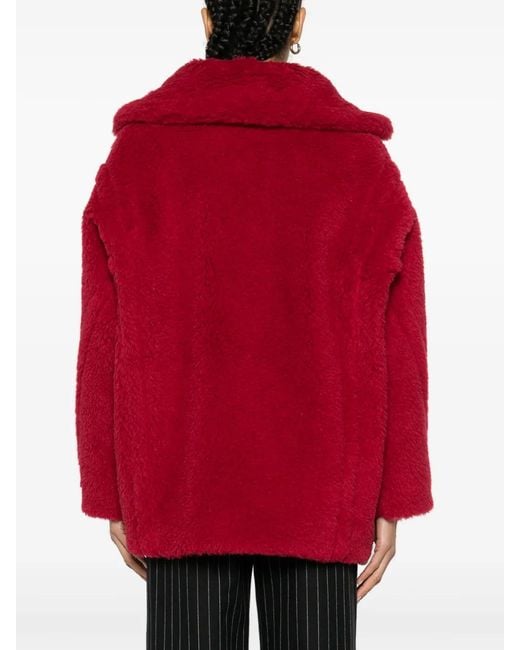 Max Mara Red Short Teddy Faux-Shearling Coat