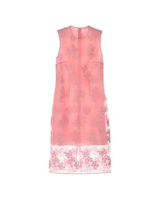 CECILIE BAHNSEN Pink Devin Bow-Embroidered Midi Dress