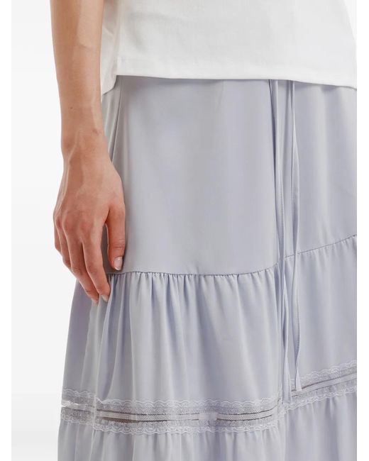 B+ AB Gray Lace-Trim Tiered Midi Skirt