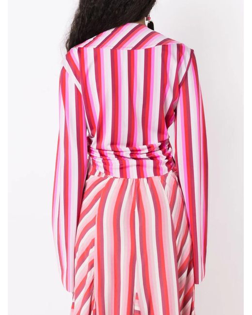Amir Slama Red Stripe-Print Tied Crop Top