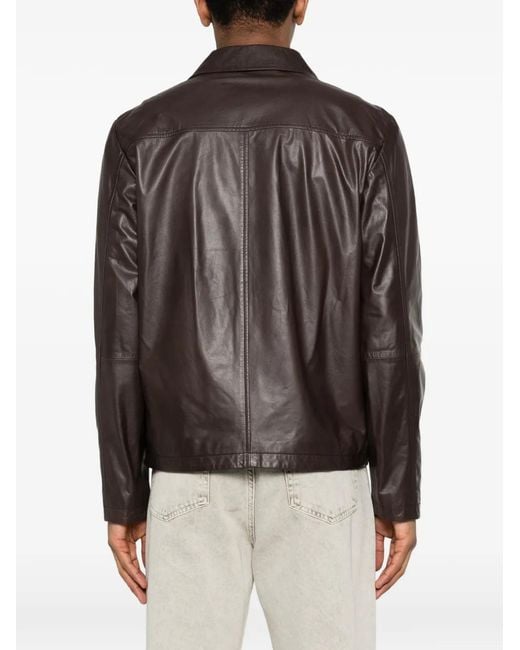 Corneliani Brown Pocket Bovine-Leather Jacket for men