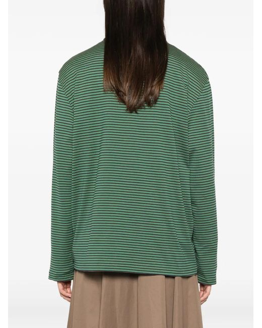 Miu Miu Green Striped Long-Sleeve T-Shirt