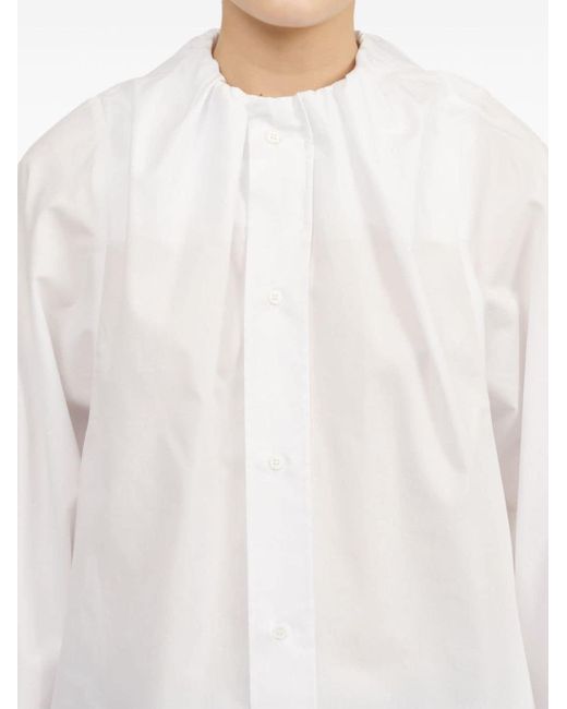 MM6 by Maison Martin Margiela White Hemd mit gerafftem Ausschnitt
