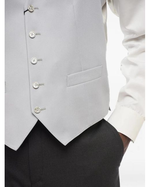 Corneliani White Single-Breasted Wool Waistcoat for men