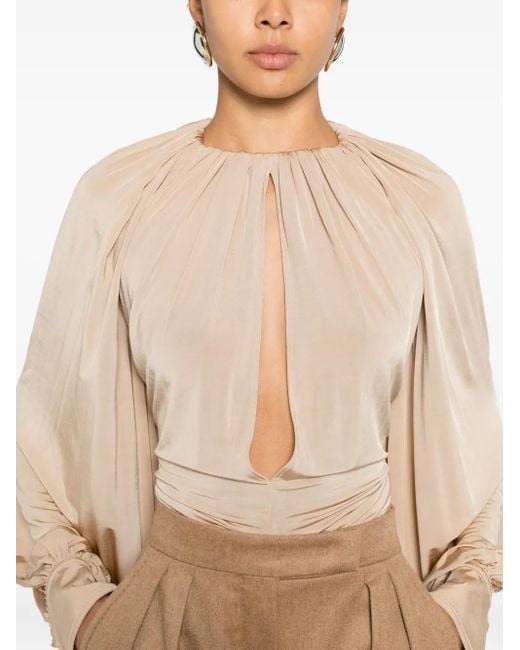 Ferragamo Natural Blouse With Back Slit Detail