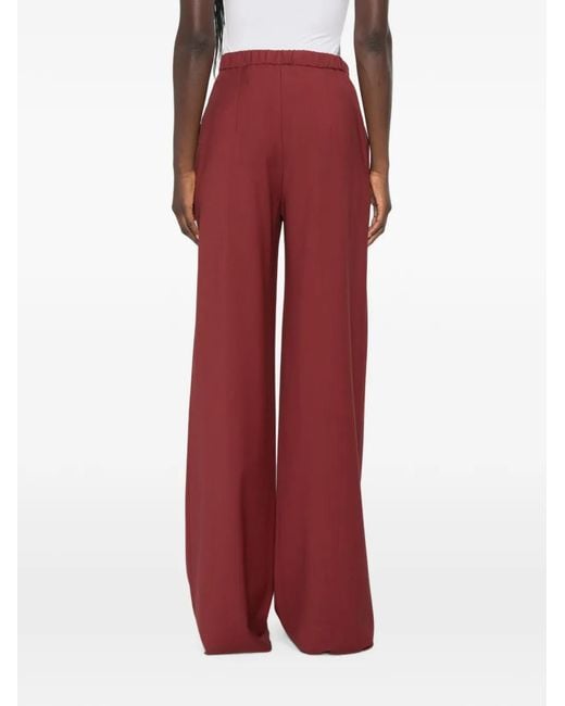 Max Mara Red Drawstring-Waist Wide-Leg Palazzo Pants