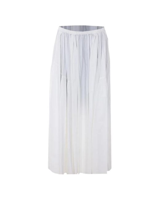 ELEH White Ruched-Effect Maxi Skirt