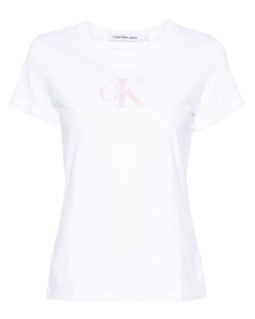 Calvin Klein White Logo-print Cotton T-shirt