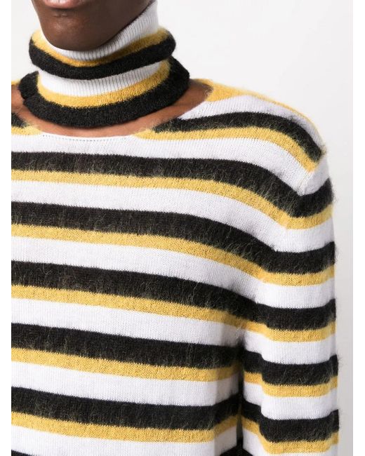 Marni White Striped Roll-Neck Jumper for men