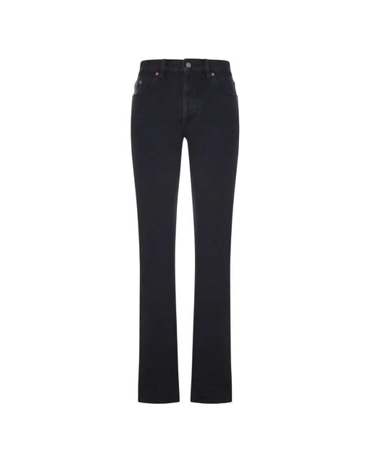 Saint Laurent Blue Straight-Leg Five-Pocket Jeans
