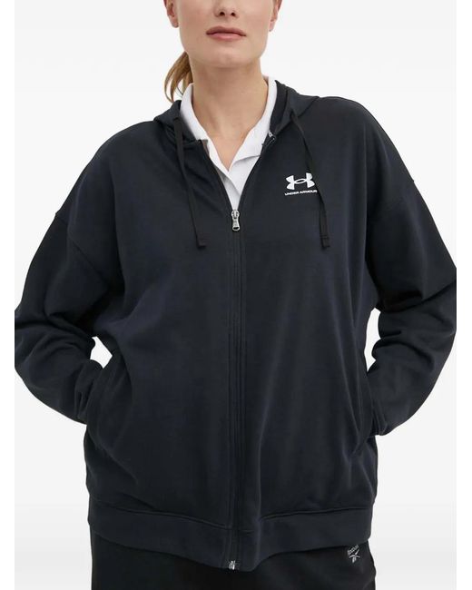 Under Armour Black Zip-Up Logo-Print Hoodie
