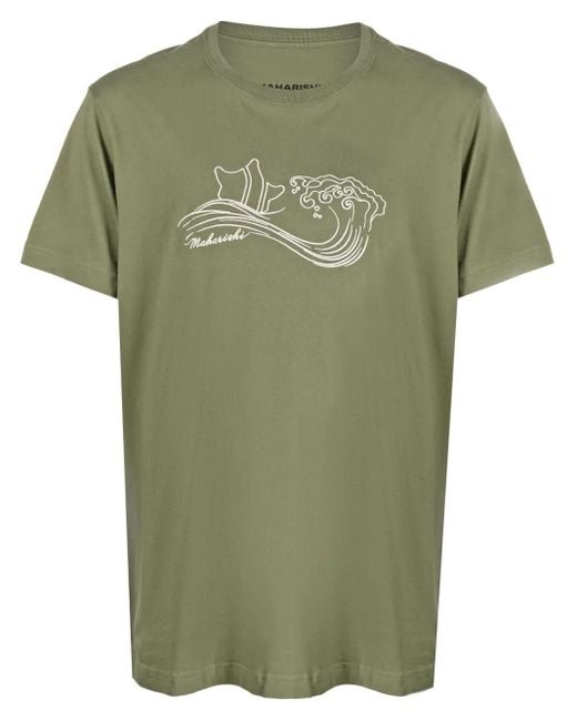 Maharishi Green Songkran Embroidered Cotton T-Shirt for men