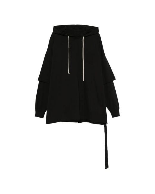 Rick Owens Black Layered-Sleeve Hoodie for men