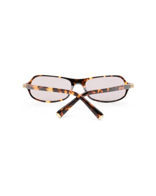 Miu Miu Brown Tortoiseshell-Effect Rectangle-Frame Sunglasses