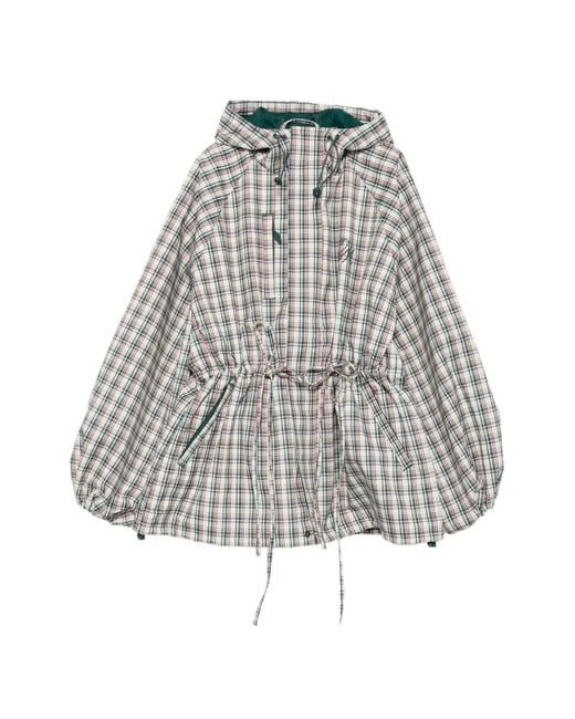 Damson Madder White Liu Check Drawstring Raincoat