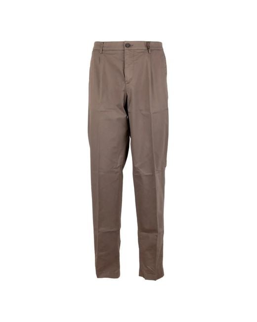 Peserico Gray Pleated Straight-Leg Trousers for men