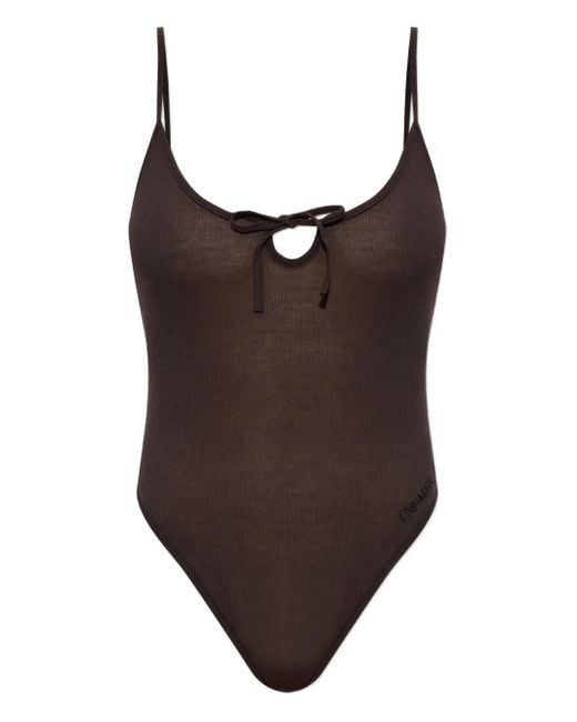 DSquared² Brown Bow-Detailing Bodysuit