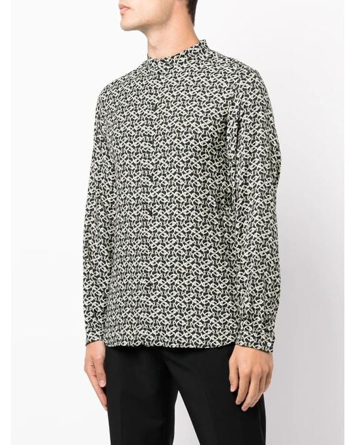 Dundas Gray Monogram Button-Up Shirt for men