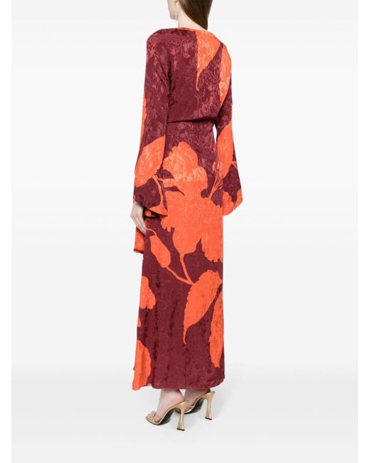 Johanna Ortiz Orange Patterned-jacquard Wrap Maxi Dress
