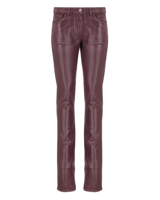 Laneus Purple Metallic-Effect Trousers