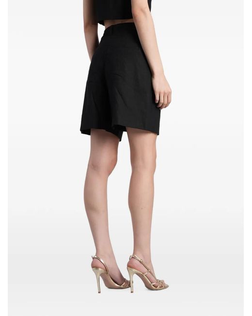 Alice + Olivia Black Pleated Tailored Shorts